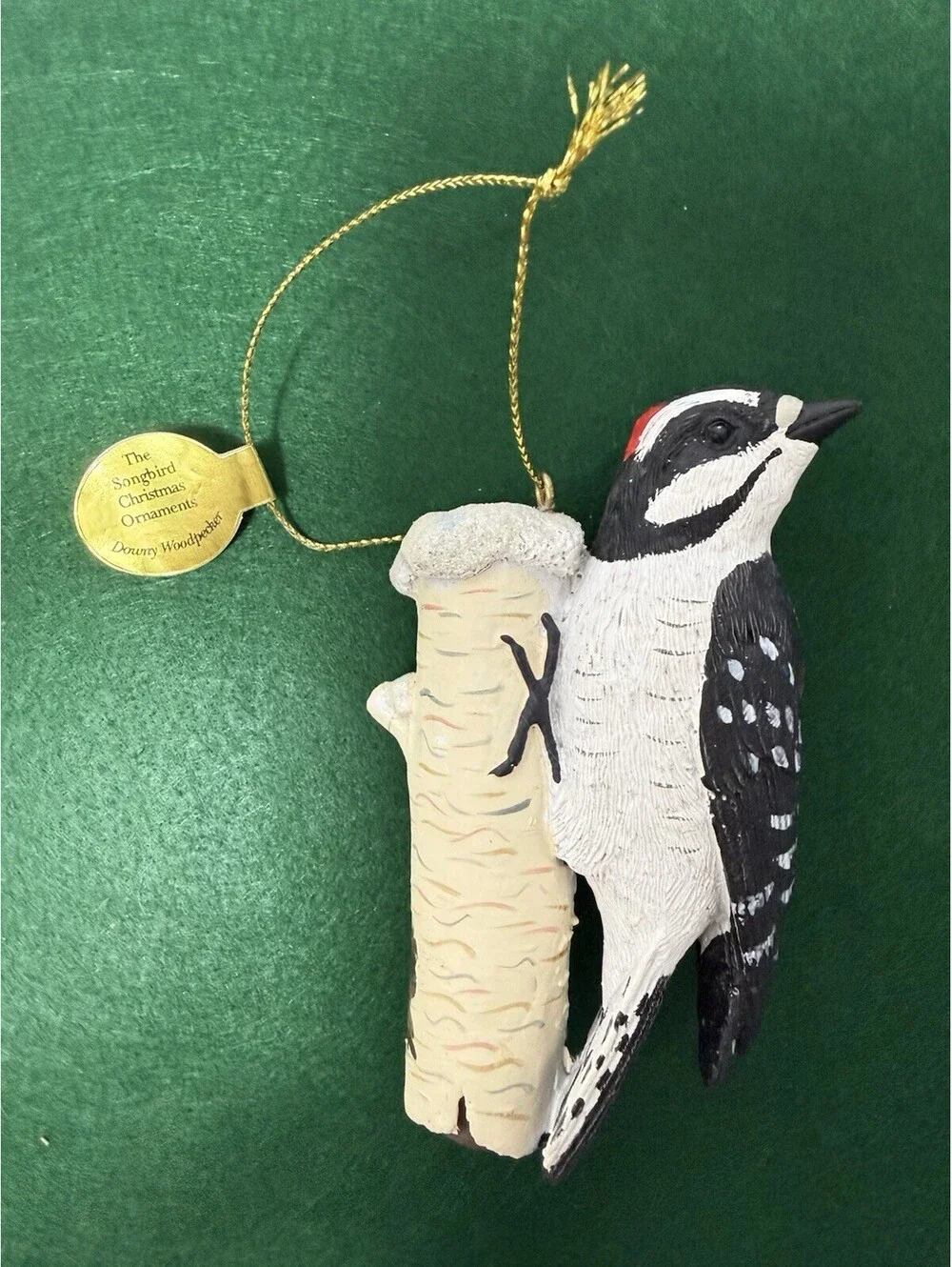 VTG Danbury Mint Christmas Ornament Song Bird Figurine Downy WoodPecker 4